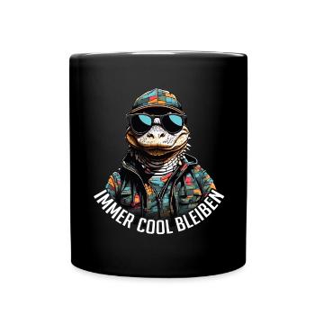 Crocodile alligator cool avec lunettes de soleil - Mug uni - noir - Devant