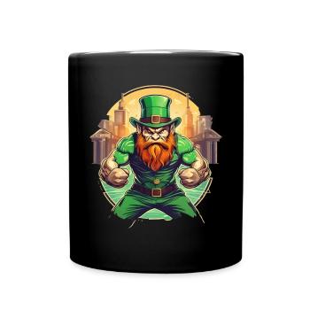 St. Patrick's Day Kleeblatt Kobold - Tasse einfarbig - Schwarz - Vorne
