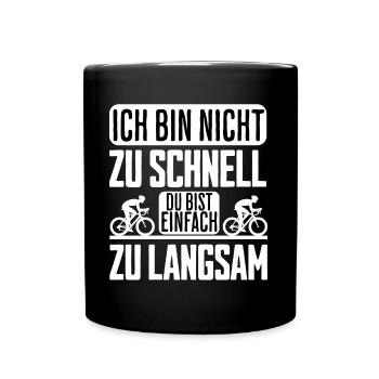 Fahrradfahrer | Rennradfahrer Geschenk | lustig - Tasse einfarbig - Schwarz - Vorne