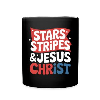 Amerikanischer Gläubiger Christ July 4th Jesus - Tasse einfarbig - Schwarz - Vorne