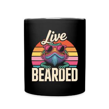 Live Bearded! Bearded Dragon Reptile Terraristics - Full Colour Mug - black - Front