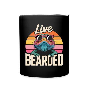 Live Bearded! Bearded Dragon Reptile Terraristics - Full Colour Mug - black - Front
