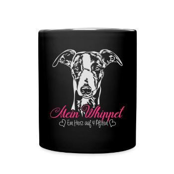 Mein Whippet - Ein Herz auf 4 Pfoten - Tasse einfarbig - Schwarz - Vorne