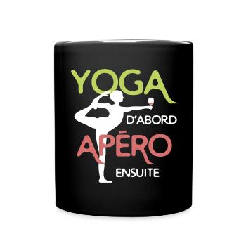 Yoga et apéro - Mug uni - noir - Devant