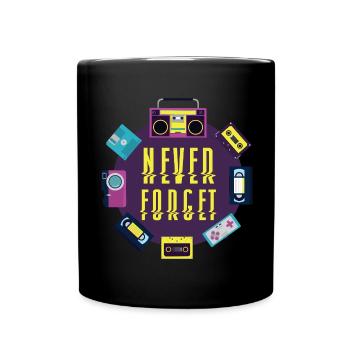 Never Forget VHS Kassette Diskette Achtziger Retro - Tasse einfarbig - Schwarz - Vorne