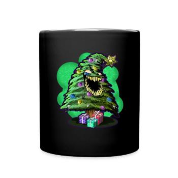 Wütender Weihnachtsbaum | Weihnachten Geschenke - Tasse einfarbig - Schwarz - Vorne