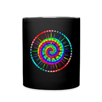 Bunte Regenbogen Mandalas & Sixties Flower Power - Tasse einfarbig - Schwarz - Vorne