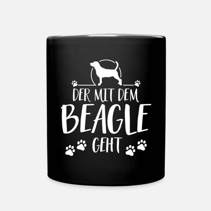 DER MIT DEM BEAGLE GEHT Hundespruch Wilsigns Hunde - Tasse einfarbig - Schwarz