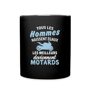 Tous les hommes naissent égaux, meilleurs motards - Mug uni - noir - Devant