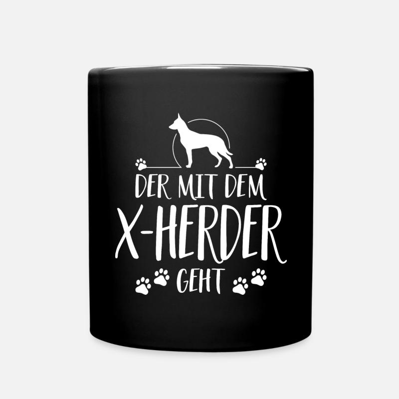 DER MIT X-HERDER GEHT Wilsigns Hunde Spruch Hund - Tasse einfarbig - Schwarz