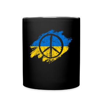 Ukraine Frieden Peace Flagge - Tasse einfarbig - Schwarz - Vorne