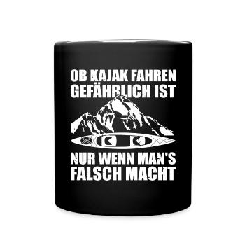 Kajak Geschenkidee Kanu Paddeln Kajakfahren - Tasse einfarbig - Schwarz - Vorne