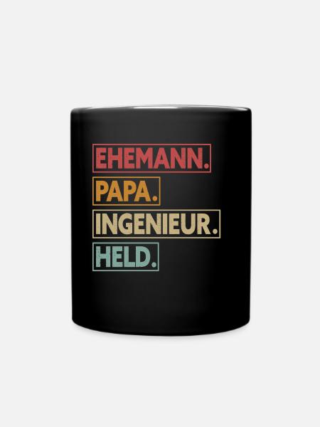 Ehemann Papa Ingenieur Held - Tasse einfarbig - Schwarz