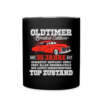 Oldtimer Baujahr 35 Jahre 35 Geburtstag Geschenk - Tasse einfarbig - Schwarz - Vorne