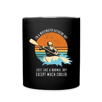 Whitewater Kayaking Boy Like A Normal Boy - Full Colour Mug - black - Front