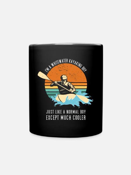 Garçon de kayak en eau vive comme un garçon normal - Mug uni - noir