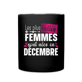 Décembre Femme Cadeau d’Anniversaire Rose Girly - Mug uni - noir - Devant