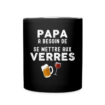 Papa Biere Aux Verres idée Cadeau Homme Apéritif - Mug uni - noir - Devant