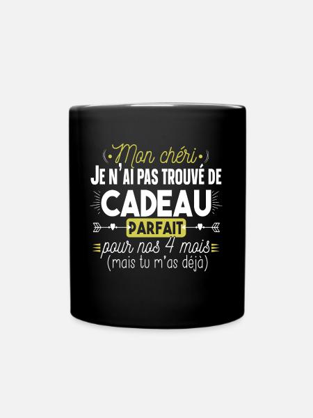 4 mois Cadeau Chéri Couple Homme T-shirt Mug - Mug uni - noir
