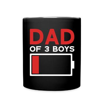 PAPA DE 3 GARÇONS - Mug uni - noir - Devant