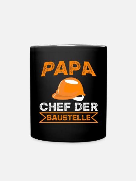 Papa Chef der Baustelle Spruch - Tasse einfarbig - Schwarz