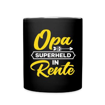 Opa Superheld in Rente Spruch - Tasse einfarbig - Schwarz - Vorne