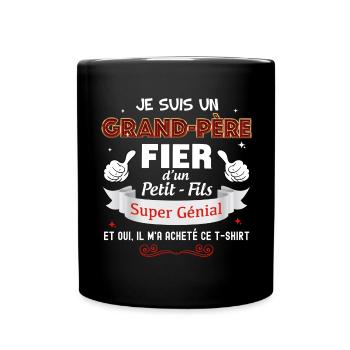 Papy Fier Et Petit-Fils Cadeau Humour Famille - Mug uni - noir - Devant