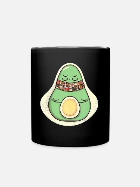 Meditierende Avocado Hippie Entspannung - Tasse einfarbig - Schwarz