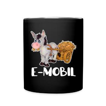 E-Mobil Lustiger Wortwitz mit Esel Geschenkidee - Tasse einfarbig - Schwarz - Vorne