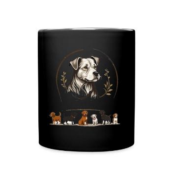 Dog walking logo and emblem - Full Colour Mug - black - Front