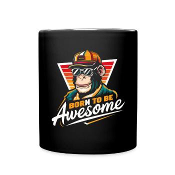 Cool Chimpanzee Born To Be Awesome - Full Colour Mug - black - Front
