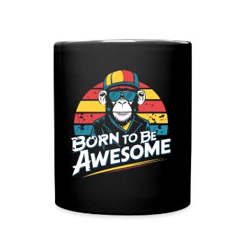 Cool Chimpanzee Born To Be Awesome - Full Colour Mug - black - Front