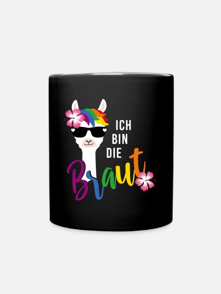LGBT Braut Lama Junggesellinnenabschied JGA - Tasse einfarbig - Schwarz