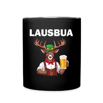 Lausbua Lederhose Hirsch Tracht Trachten Ersatz - Tasse einfarbig - Schwarz - Vorne