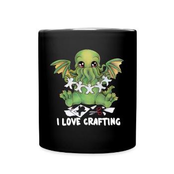 I love Crafting Lovecraft Monster Oktopus Basteln - Tasse einfarbig - Schwarz - Vorne