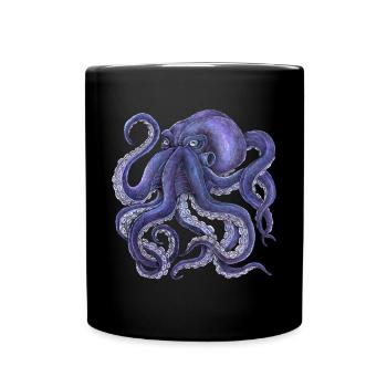 Oktopus Kraken Tintenfisch Mythologie Tiefsee Meer - Tasse einfarbig - Schwarz - Vorne