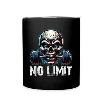 No Limit Workout Bodybuilding Skull with Dumbbell - Full Colour Mug - black - Front