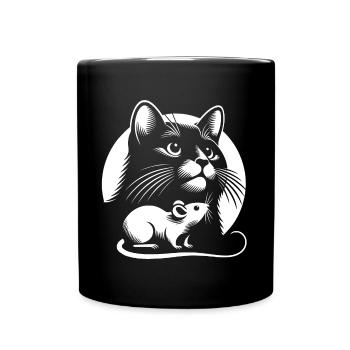 Le chat et la souris dans l’amitié, la paix et l’amour - Mug uni - noir - Devant