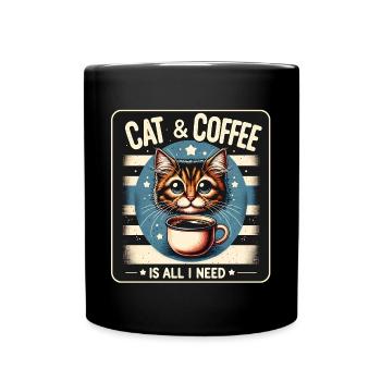 Le chat et le café sont tout ce dont j’ai besoin - Mug uni - noir - Devant