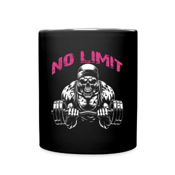 No Limit Workout Bodybuilding Skull with Dumbbell - Full Colour Mug - black - Front