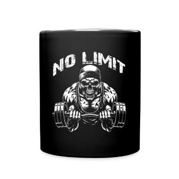 No Limit Workout Bodybuilding Skull with Dumbbell - Full Colour Mug - black - Front