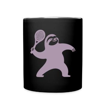 Sloth Silhouette Tennis Serve Minimaliste - Mug uni - noir - Devant
