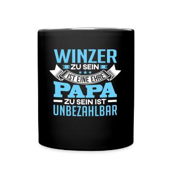 WINZER und Papa - Tasse einfarbig - Schwarz - Vorne