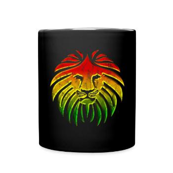 LIKE A LION, Reggae Music Löwe, Rasta Revolution, - Tasse einfarbig - Schwarz - Vorne