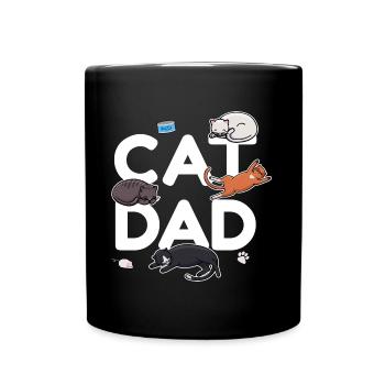 Cat Dad - Cat Cat man Daddy Kitty Meow - Full Colour Mug - black - Front