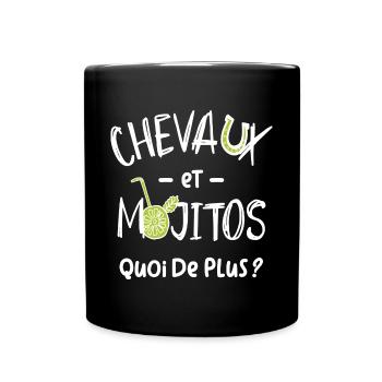 Pferde und Mojitos - Tasse einfarbig - Schwarz - Vorne