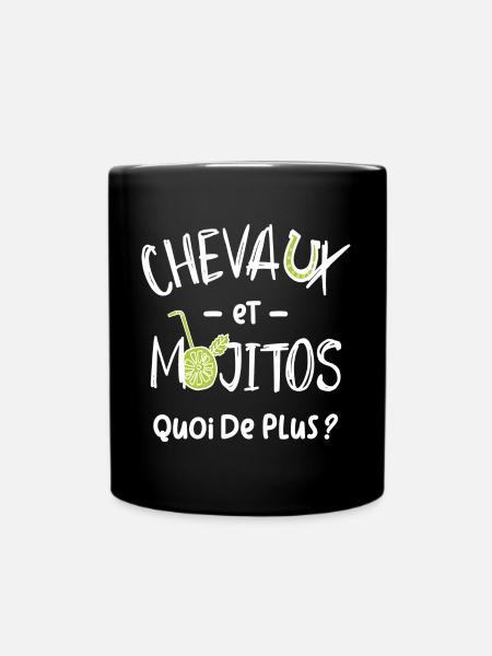 horses and mojitos - Full Colour Mug - black