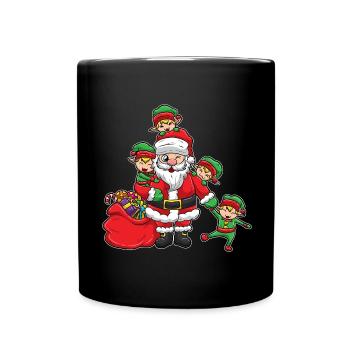 Santa Claus elves | Christmas Illustration - Full Colour Mug - black - Front