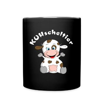Kuscheltier Kuh = KUHscheltier - Tasse einfarbig - Schwarz - Vorne