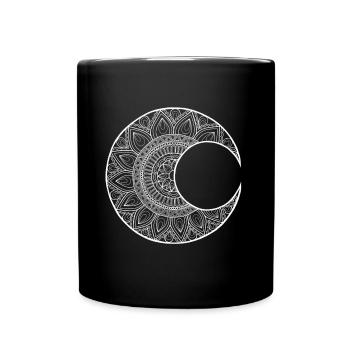 Mandala Mond weiß KreativLoftWuppertal - Tasse einfarbig - Schwarz - Vorne